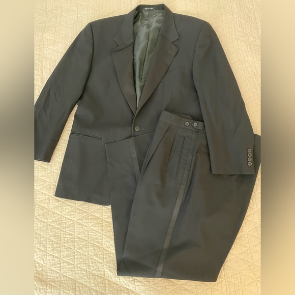 ABBOUD Made in USA Vintage Satin Lapel Worsted Wool Tuxedo...